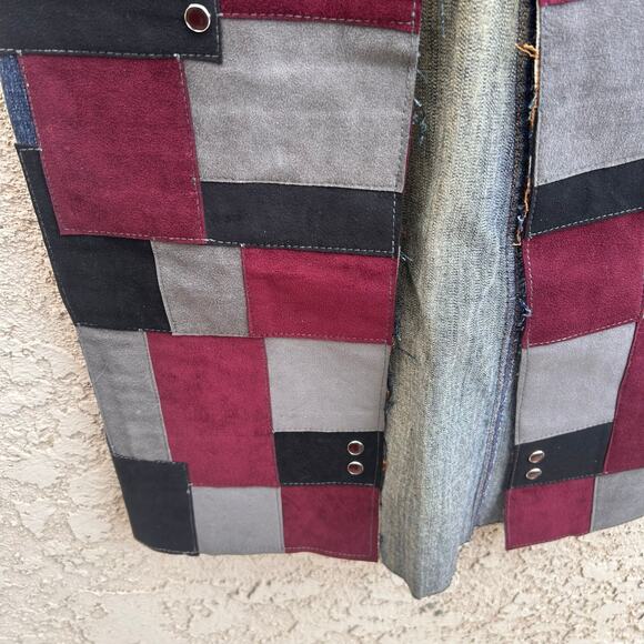 Y2k Rock & Republic Patchwork Denim Suede Maxi Skirt Size Small (26” waist) - Picture 6 of 6